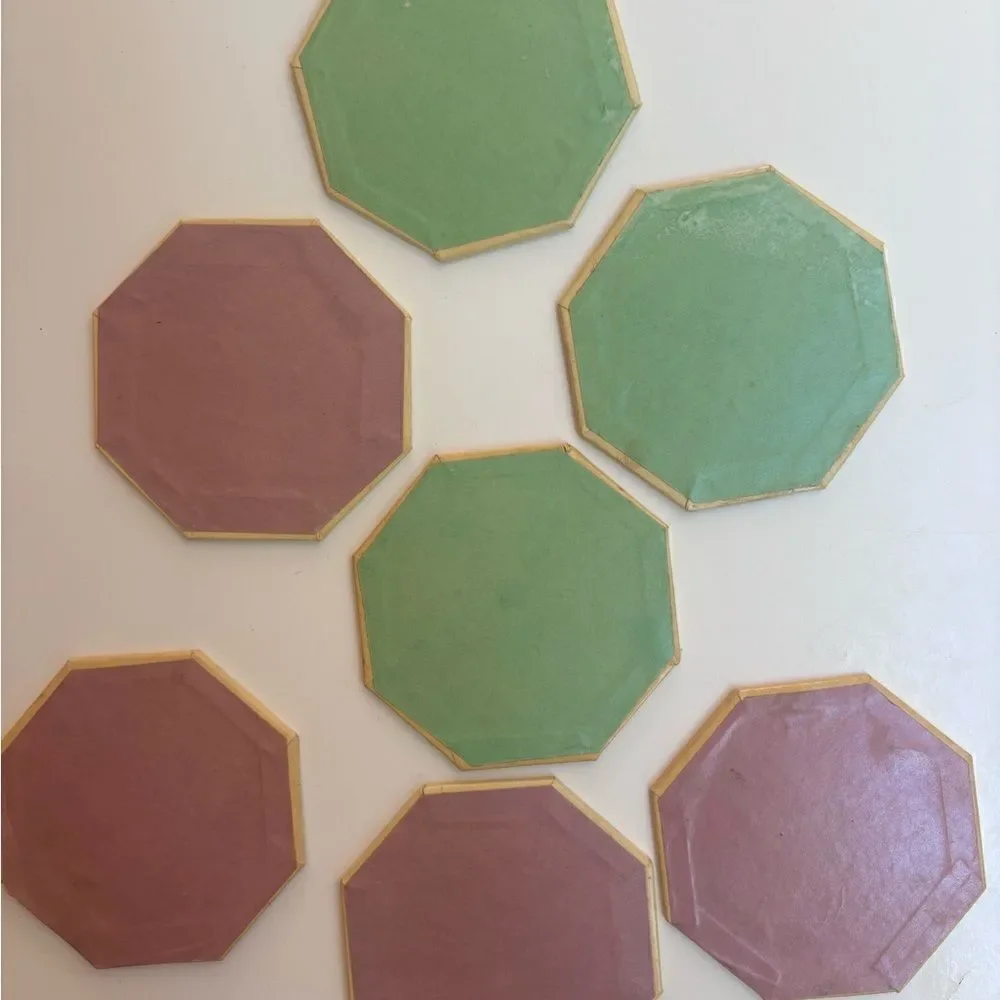 TW Antique Victorian paper every day coasters / Set of 7/ In Box